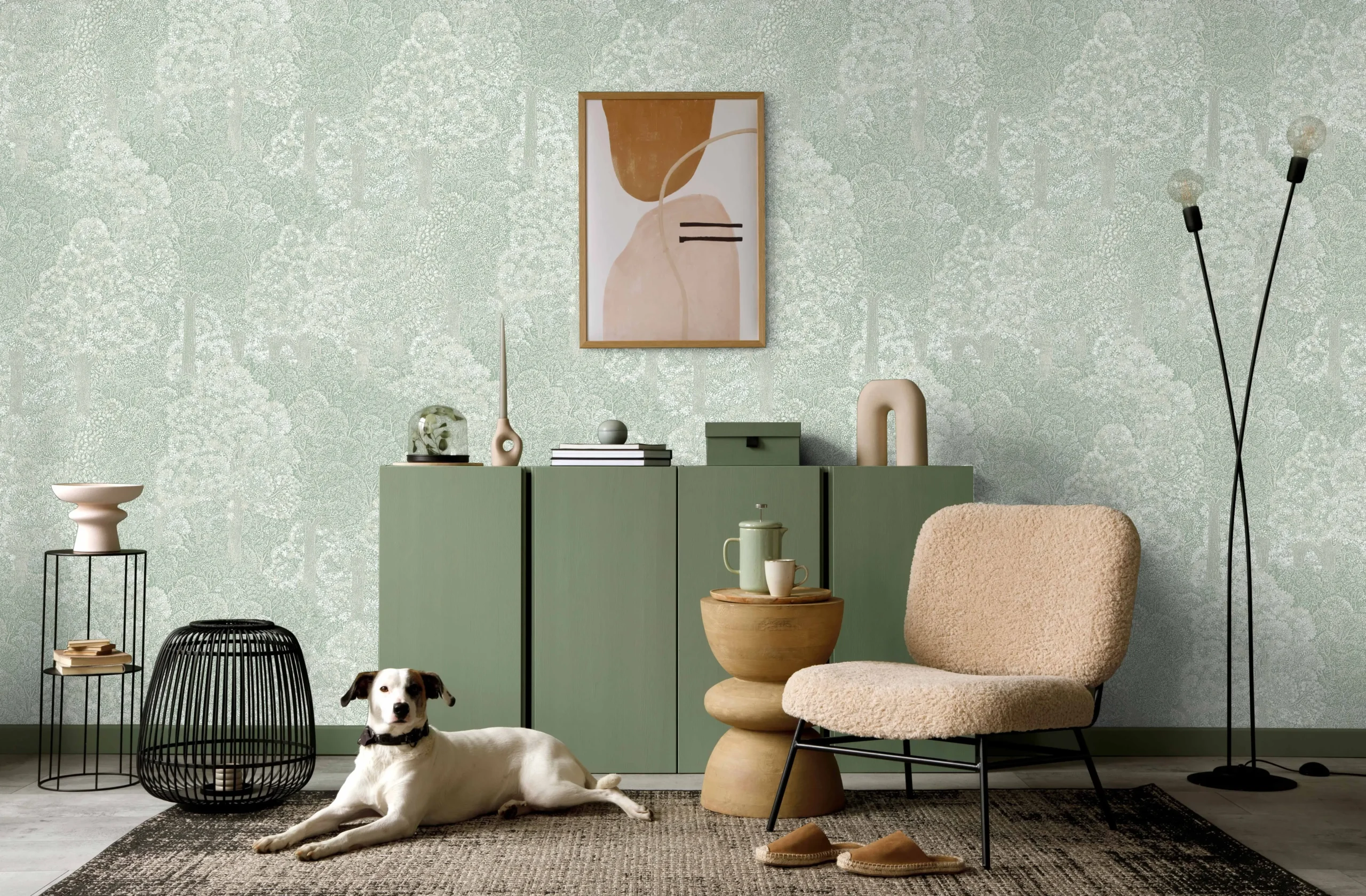 Green Embossed Wallpaper – Botanical Charm (24107-2)